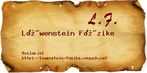 Löwenstein Füzike névjegykártya
